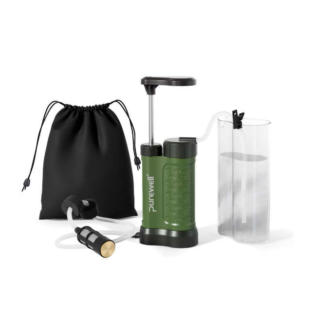 Purewell tragbare Wasserfilterpumpe, 0,01-Mikron-Outdoor-Camping-Filtrationssystem für Wandern und Notfallvorsorge (UK) Purewell