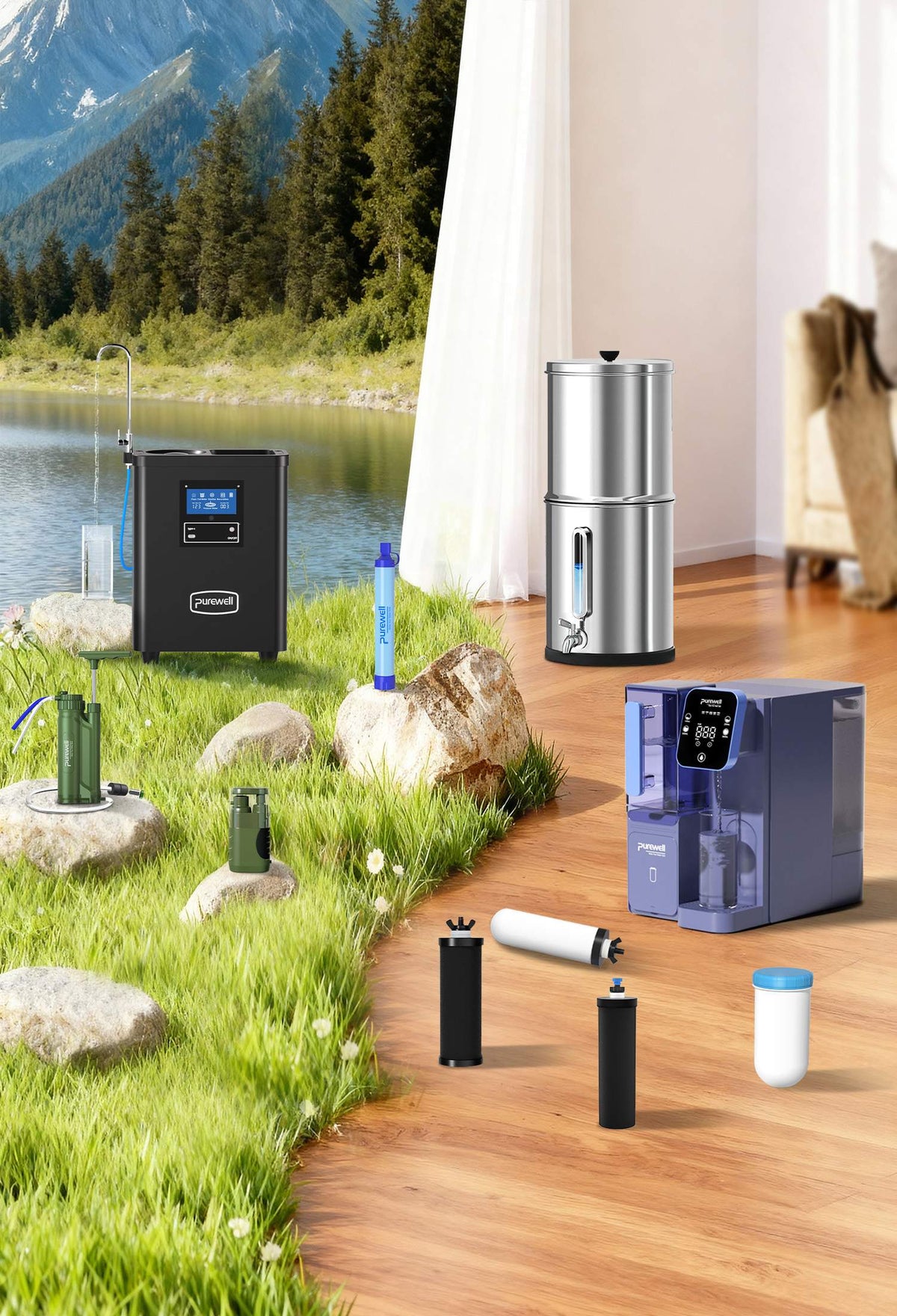 Filteroo Countertop Gravity Water Filter System - 3.17 India Filteroo Countertop Gravity Water Filter System - 3.17 India