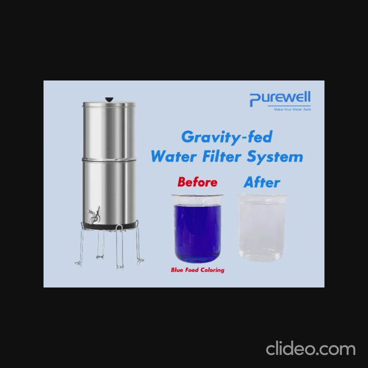 Purewell 304 Stainless Steel Gravity-fed Water Filter System 2.25 Gallons  with Stand